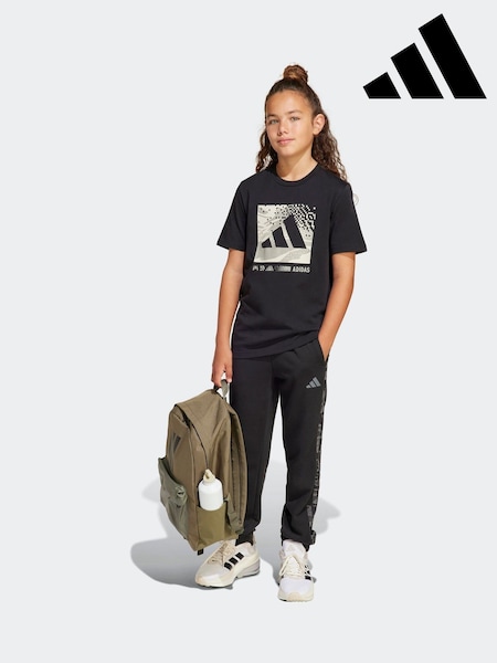 Siyah - adidas Camo Logo 100% Cotton T-Shirt (E37650) | ₺569