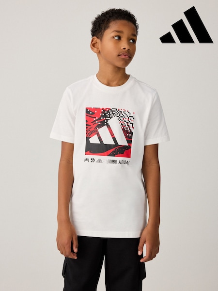 adidas White Camo Logo 100% Cotton T-Shirt (E37654) | R$ 130