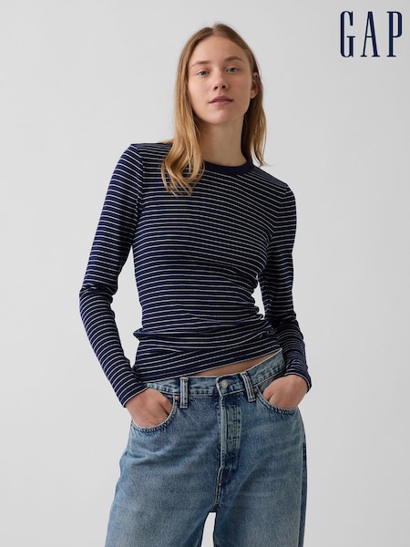 Marineblå stribet - Gap Modern Long Sleeve T-shirt