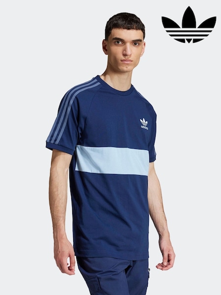 adidas Originals Blue 3-Stripes Panel 100% Cotton T-Shirt (E37672) | AED175