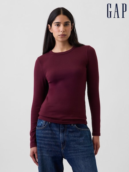 Burgundy Red - Gap Modern Long Sleeve T-shirt