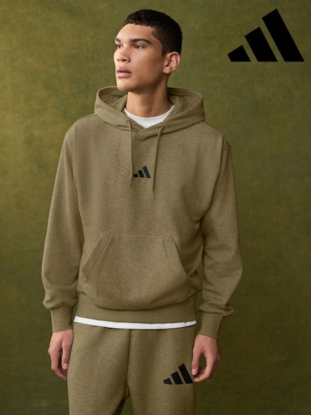 adidas Green Essentials Feelcozy Fleece Hoodie (E37738) | $66