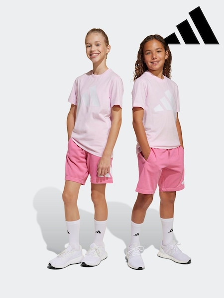 adidas Pink Essentials Large Logo Shorts and 100% Cotton T-Shirt Set (E37803) | R$ 295