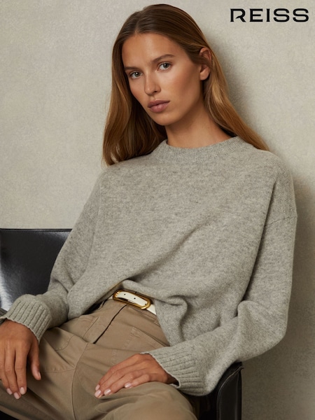 Reiss Grey Marl Elena Wool Cashmere Crew Neck Jumper (E37808) | €95