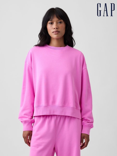 Růžová - Gap Vintagesoft Oversized Split-hem Sweatshirt