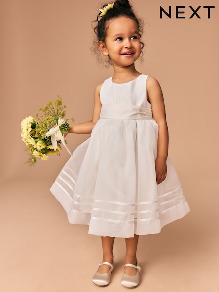 Кремовый - Flower Girl Organza Dress (3mths-10yrs) (E37874) | €56 - €64