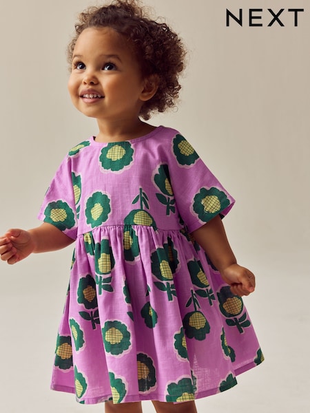 Purple Printed Boxy Summer Dress (3mths-8yrs) (E37887) | €7 - €8.50