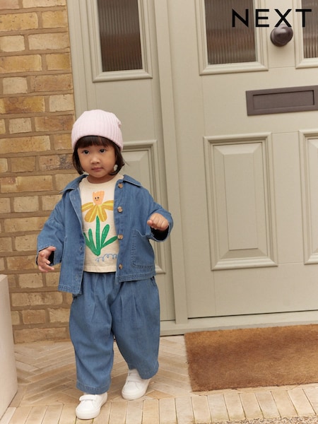 ג'ינס - 100% Cotton Jacket T-shirt And Trousers Set (3mths-8yrs) (E37888) | ‏117‏₪ - ‏143‏ ₪