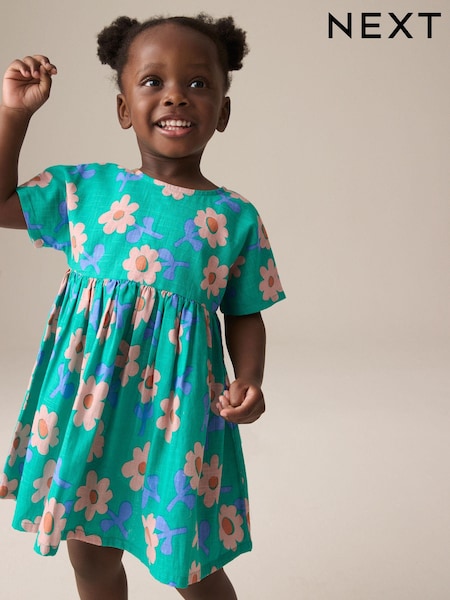 Green Flower Boxy Summer Dress (3mths-8yrs) (E37894) | $26 - $33