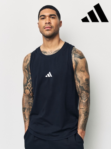 adidas Black Essentials Small Logo 100% Cotton Tank Top (E38209) | R$ 150