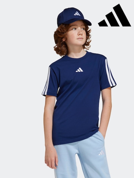 adidas Blue Essentials 3 Stripes 100% Cotton T-Shirt (E38240) | R$ 130