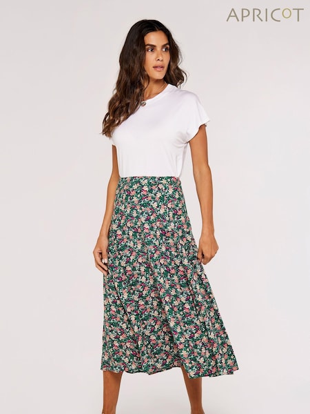 Apricot Green Printed Midi Skirt (E38270) | €21.50