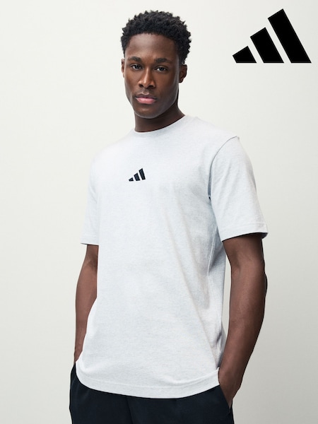 adidas Grey Essentials Small Logo Single Jersey T-Shirt (E38328) | 99 QAR