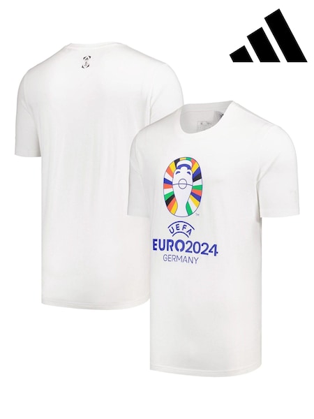 adidas White 100% Cotton Euro 2024 T-Shirt (E38587) | €14