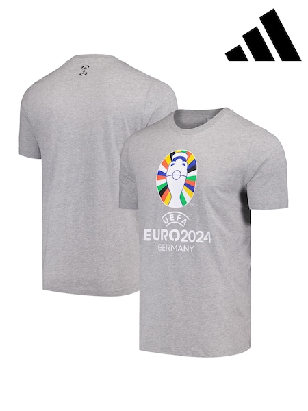 adidas Grey 100% Cotton Euro 2024 T-Shirt (E38592) | €16