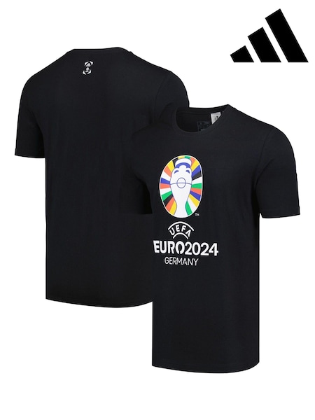 adidas Black 100% Cotton Euro 2024 T-Shirt (E38593) | €16