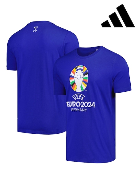 adidas Blue 100% Cotton Euro 2024 T-Shirt (E38596) | €16