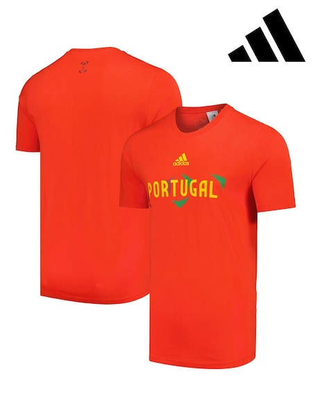adidas Red 100% Cotton Euro 2024 Portugal T-Shirt (E38602) | R$ 245