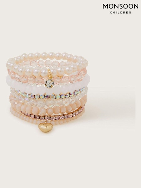 Monsoon Pink Stone Beaded Bracelets 8 Pack (E38629) | AED49