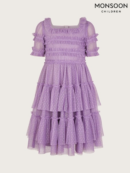 Monsoon Purple Ruffle Tiered Tulle Dress (E38641) | €64 - €77