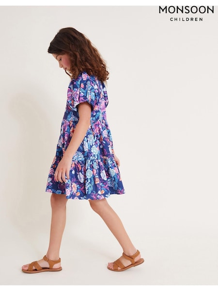 Monsoon Blue Floral Tiered Dress (E38669) | €22 - €25