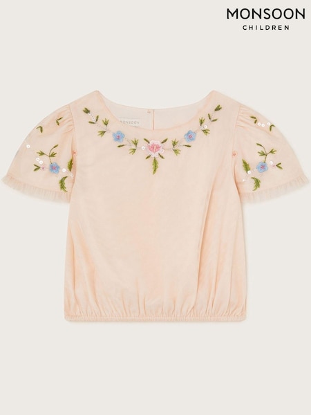 Monsoon Pink Tula Embellished Tulle Top (E38672) | AED119 - AED139