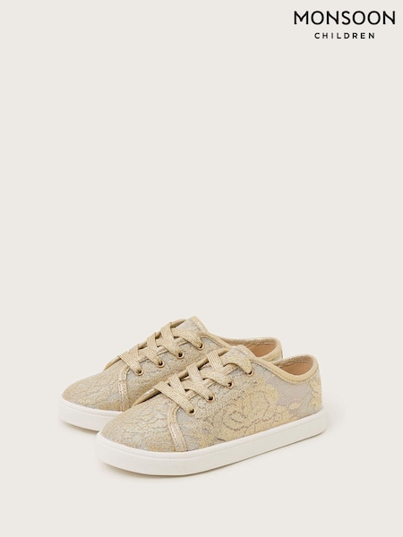 Monsoon Gold Sparkle Lace Trainers (E38679) | €17.50 - €20