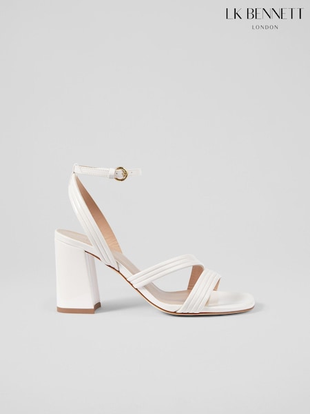Cream - LK Bennett Edita Pearl Strap Block Heels (E38720) | 1,207 LEI