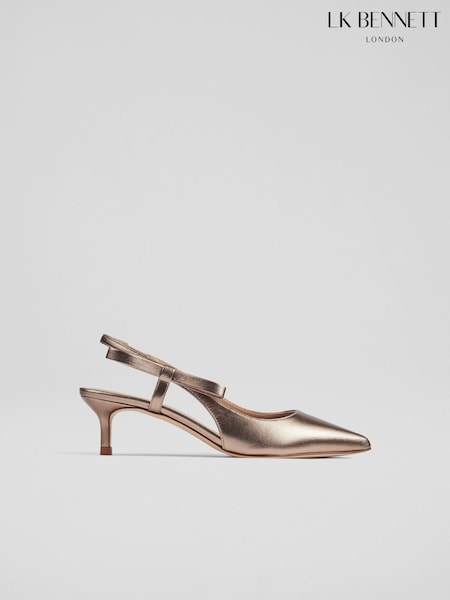 V metalnih barvah - LK Bennett Barette Bow Kitten Heels (E38724) | € 230