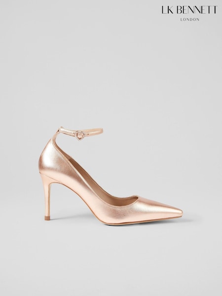 LK Bennett Metallic Catelyn Copper Ankle Strap Closed Courts (E38730) | 740 QAR