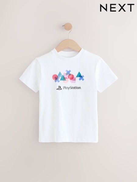 White 100% Cotton Playstation Short Sleeve T-Shirt (3-16yrs) (E38798) | 69 QAR - 84 QAR