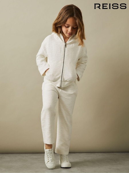 Reiss Cream Ula 4-9 yrs Cotton Blend Boucle Hoodie and Joggers Set (E38861) | AED504