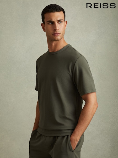 Reiss Green Smoke Wick Textured Crew-Neck T-Shirt (E38869) | €40