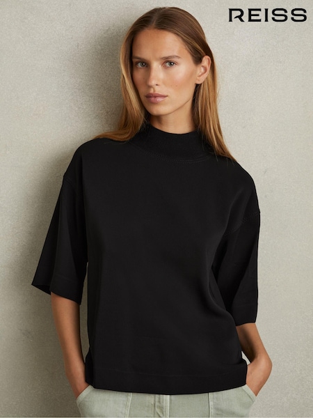 Schwarz - Reiss Amaya Oversized Rib Neck T-Shirt (E38870) | 196 €