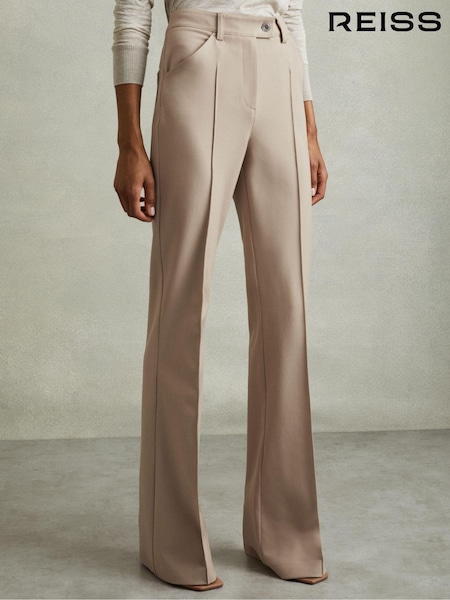 Reiss Neutral Hadley Petite High Rise Flared Trousers (E38874) | €130