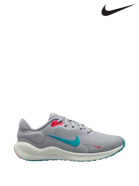 Nike Wolf Grey Blue Red Youth Revolution 7 Trainers (E38898) | €64