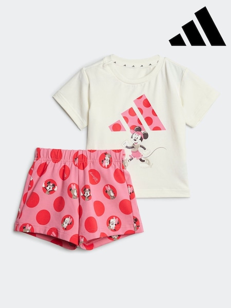 adidas White Disney Minnie Mouse T-Shirt and Shorts Set (E38954) | 148 QAR