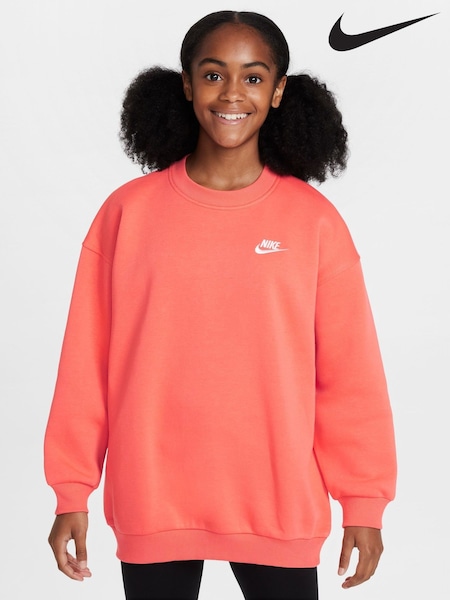 Ember Red - Nike Oversized Club Fleece Sweatshirt (E39029) | €48