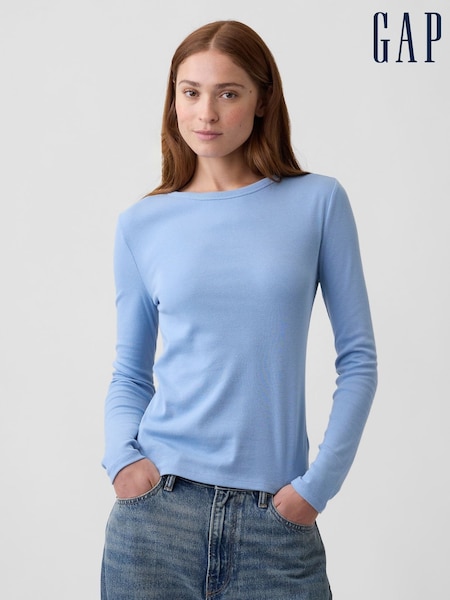 Azul - Gap Modern Ribbed Long Sleeve T-shirt
