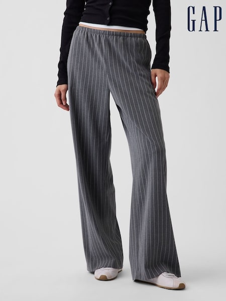 Grey Stripe - Gap Brushed Twill Easy Wide-leg Trousers