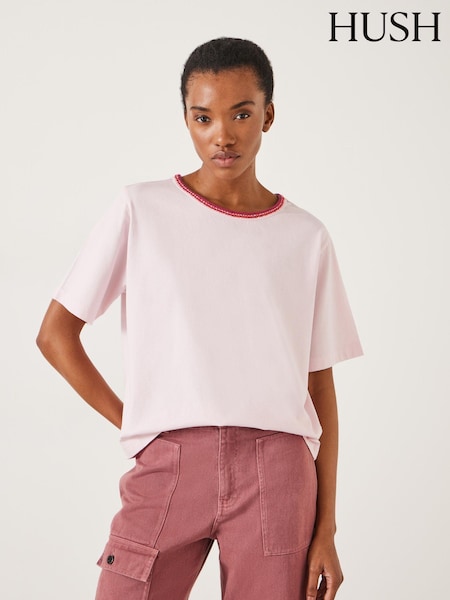 Hush Purple Lucy Crochet Trim 100% Cotton T-Shirt (E39110) | €26