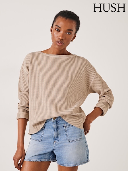 Hush Nude Faye Textured Waffle 100% Cotton Top (E39123) | €29