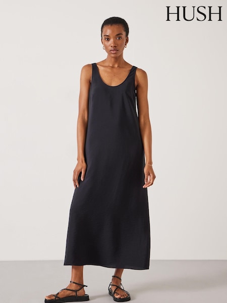 Hush Black Sophie Scoop Neck 100% Cotton Maxi Dress (E39133) | €58