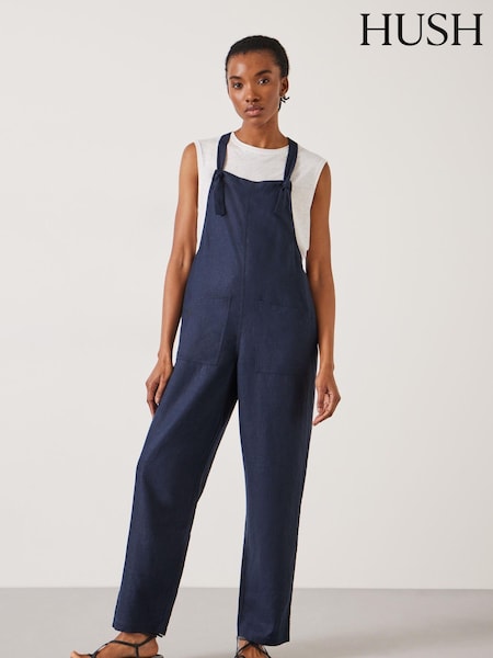 Hush Blue Eliza Linen Blend Dungarees (E39154) | €47