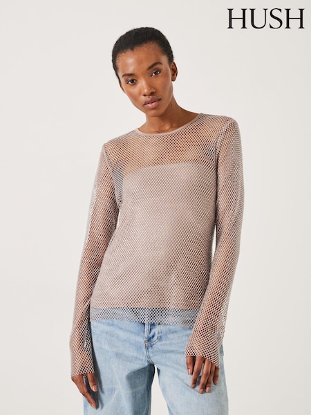 Hush Natural Una Sparkle Long Sleeve 100% Cotton Top (E39155) | €59