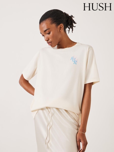 Hush White 100% Cotton R&R Graphic T-Shirt (E39163) | €24