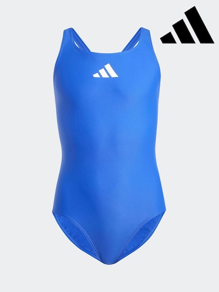 adidas Blue Small Solid Logo Swimsuit (E39212) | $24