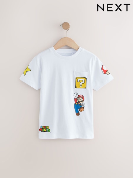 White Mario Gaming T-Shirt (3-16yrs) (E39352) | €23 - €27