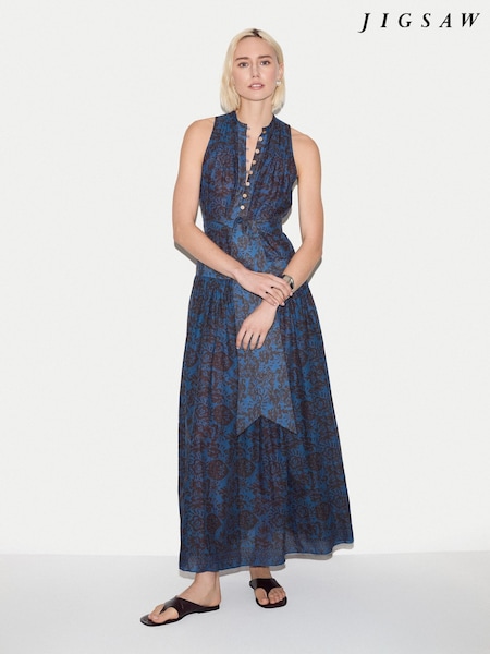 Blue - Jigsaw Batik Cotton Maxi Dress
