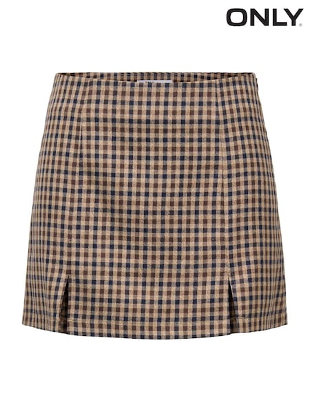 Braun - Only Checked Mini Skirt
